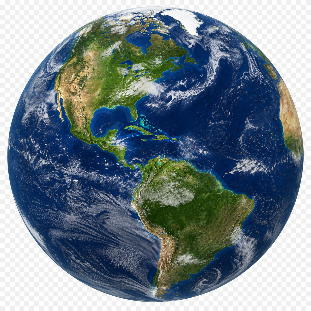 Planet Earth — coverage areas highlighted